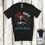 MacnyStore - Mom Nana Great Nana, Amazing 4th Of July Bass Fish Sea Animal, Patriotic Family Group T-Shirt