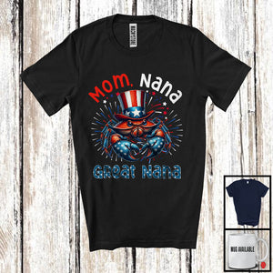 MacnyStore - Mom Nana Great Nana, Amazing 4th Of July Crab Sea Animal, Patriotic Family Group T-Shirt