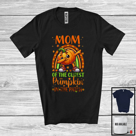 MacnyStore - Mom Of Cutest Pumpkin In The Patch; Wonderful Thanksgiving Dabbing Pumpkin Rainbow; Family T-Shirt