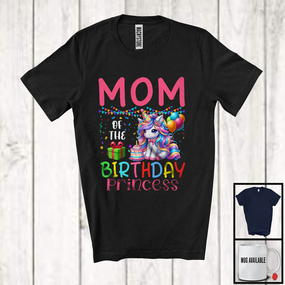 MacnyStore - Mom Of The Birthday Princess, Joyful Birthday Party Celebration Unicorn Lover, Family Group T-Shirt
