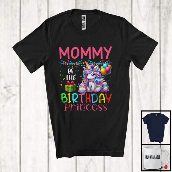 MacnyStore - Mommy Of The Birthday Princess, Joyful Birthday Party Celebration Unicorn Lover, Family Group T-Shirt