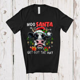 MacnyStore - Moo Santa Get Out The Hay; Awesome Christmas Santa Cow Face; X-mas Farmer Family T-Shirt