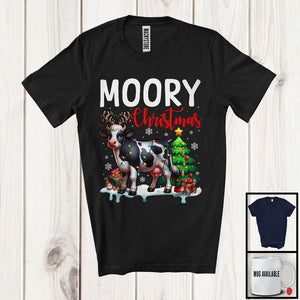 MacnyStore - Moory Christmas; Merry Christmas Reindeer Cow Lover X-mas Tree; Farmer Farm Animal T-Shirt