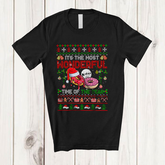 MacnyStore - Most Wonderful Time Of The Year; Amusing Christmas Sweater Santa Donut; Food Family T-Shirt