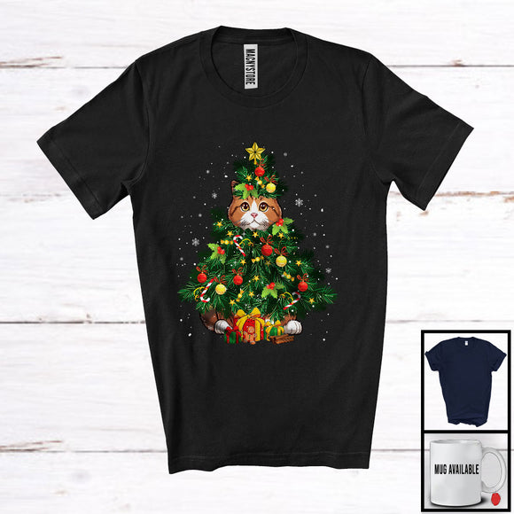 MacnyStore - Munchkin Cat Christmas Tree Cosplay; Merry X-mas Munchkin Cat Owner; Snowing Family Group T-Shirt