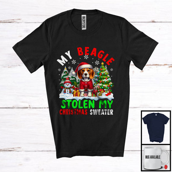 MacnyStore - My Beagle Stolen My Christmas Sweater; Merry X-mas Tree Snowing; Santa Animal T-Shirt