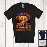 MacnyStore - My Broom Broke I Became An Engineer, Happy Halloween Moon Witch, Skull Carved Pumpkins T-Shirt