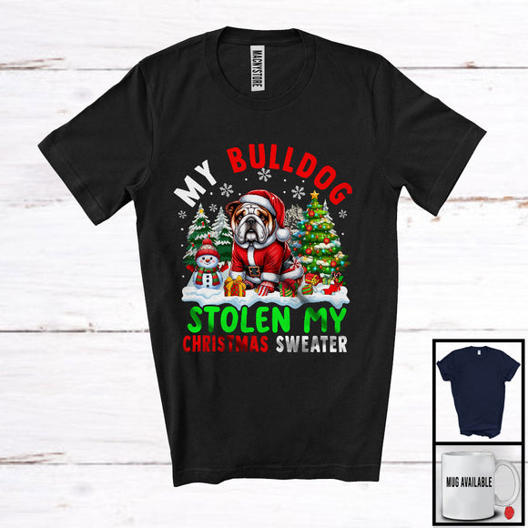 MacnyStore - My Bulldog Stolen My Christmas Sweater; Merry X-mas Tree Snowing; Santa Animal T-Shirt