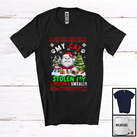 MacnyStore - My Cat Stolen My Christmas Sweater; Lovely Santa Animal With X-mas Tree Snowing T-Shirt