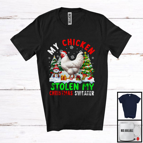 MacnyStore - My Chicken Stolen My Christmas Sweater; Merry X-mas Tree Snowing; Santa Animal T-Shirt