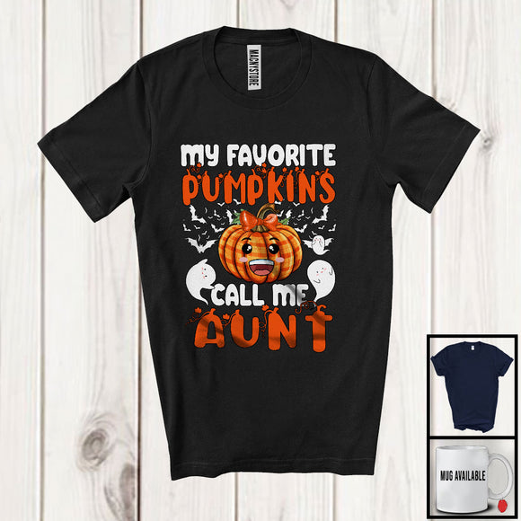 MacnyStore - My Favorite Pumpkins Call Me Aunt; Cheerful Halloween Plaid Pumpkin; Family Group T-Shirt