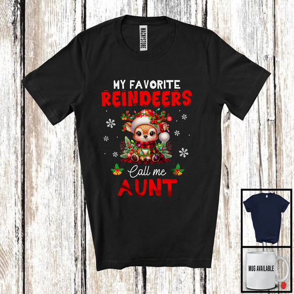 MacnyStore - My Favorite Reindeers Call Me Aunt; Merry Christmas Family Lovely Reindeer; Snowing Around T-Shirt