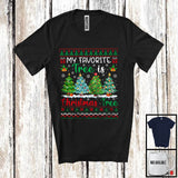 MacnyStore - My Favorite Tree Is Christmas Tree; Cheerful X-mas Snowing Tree; Sweater Family Friends T-Shirt