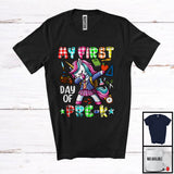 MacnyStore - My First Day Of Pre-K, Adorable Back To School Plaid Unicorn Dabbing, Girls Students T-Shirt