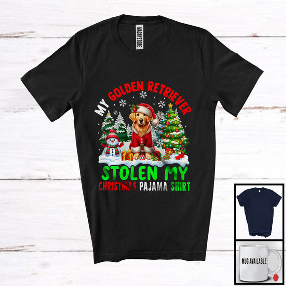 MacnyStore - My Golden Retriever Stolen My Christmas Pajama Shirt; Amazing X-mas Tree Snowing; Family T-Shirt