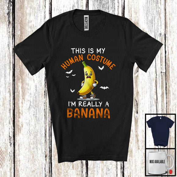 MacnyStore - My Human Costume I'm Really A Banana; Lovely Halloween Banana Fruit Lover; Vegan Family T-Shirt