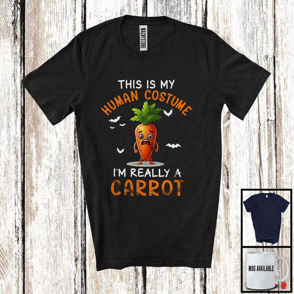 MacnyStore - My Human Costume I'm Really A Carrot; Lovely Halloween Carrot Fruit Lover; Vegan Family T-Shirt