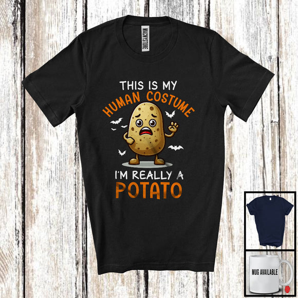 MacnyStore - My Human Costume I'm Really A Potato; Lovely Halloween Potato Fruit Lover; Vegan Family T-Shirt