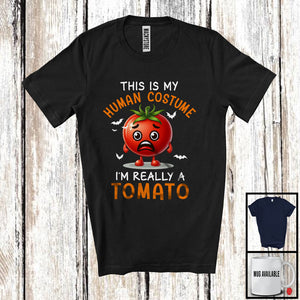 MacnyStore - My Human Costume I'm Really A Tomato; Lovely Halloween Tomato Fruit Lover; Vegan Family T-Shirt