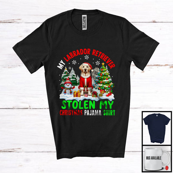 MacnyStore - My Labrador Retriever Stolen My Christmas Pajama Shirt; Amazing X-mas Tree Snowing; Family T-Shirt