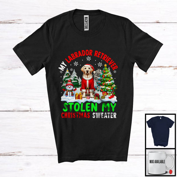 MacnyStore - My Labrador Retriever Stolen My Christmas Sweater; Merry X-mas Tree Snowing; Santa Animal T-Shirt