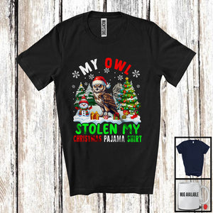 MacnyStore - My Owl Stolen My Christmas Pajama Shirt; Adorable X-mas Tree Snow; Santa Bird Lover T-Shirt