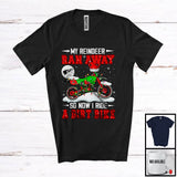 MacnyStore - My Reindeer Ran Away Now I Drive A Dirt Bike; Humorous Christmas Santa Riding; Family T-Shirt