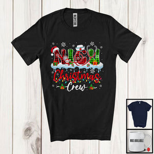 MacnyStore - NICU Christmas Crew; Wonderful X-mas Lights Santa Red Green Plaid; Nursing Nurse Group T-Shirt