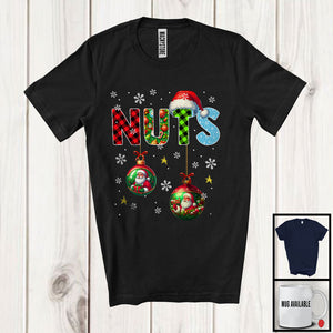 MacnyStore - NUTS; Humorous Christmas Plaid Tinsel Ornaments; Nuts Chest X-mas Couple Family Group T-Shirt