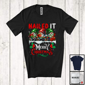 MacnyStore - Nailed It Merry Christmas; Adorable X-mas Three Gnomes Snowing Around; Family Group T-Shirt