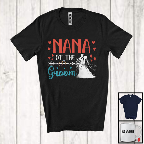 MacnyStore - Nana Of Groom, Lovely Mother's Day Wedding Couple Lover Rings Hearts, Family Group T-Shirt
