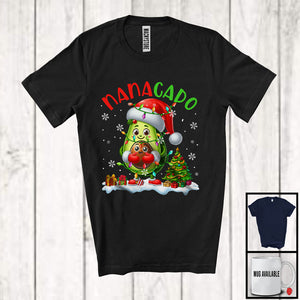 MacnyStore - Nanacado; Lovely Christmas Lights Santa Nana Avocado; Pregnancy X-mas Family T-Shirt