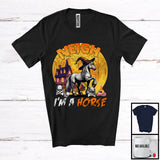 MacnyStore - Neigh I'm A Horse, Scary Halloween Costume Farm Animal Farmer Lover Moon, Witch Family T-Shirt