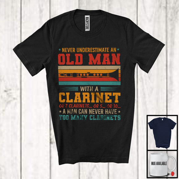 MacnyStore - Never Underestimate An Old Man With A Clarinet, Cool Vintage Retro Musical Instruments Player T-Shirt