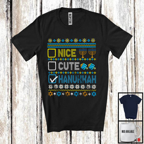 MacnyStore - Nice Cute Hanukkah; Humorous Chanukah Sweater Pajama Menorah Dreidel; Family Group T-Shirt