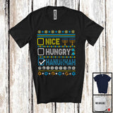 MacnyStore - Nice Hungry Hanukkah; Humorous Chanukah Sweater Pajama Menorah Dreidel; Family Group T-Shirt