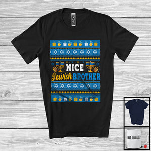 MacnyStore - Nice Jewish Brother, Awesome Hanukkah Menorah Sweater Menorah, Matching Family Group T-Shirt