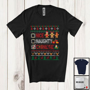 MacnyStore - Nice Naughty Chinese; Amazing Christmas Sweater Santa China Flag; Family Group T-Shirt