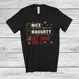 MacnyStore - Nice Naughty My Aunt Did It; Wonderful Christmas Red Plaid Santa Snowing; Family Group T-Shirt