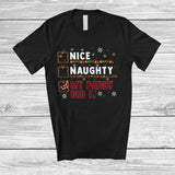 MacnyStore - Nice Naughty My Daddy Did It; Wonderful Christmas Red Plaid Santa Snowing; Family Group T-Shirt