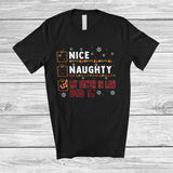 MacnyStore - Nice Naughty My Mother in Law Did It; Wonderful Christmas Red Plaid Santa Snowing; Family Group T-Shirt