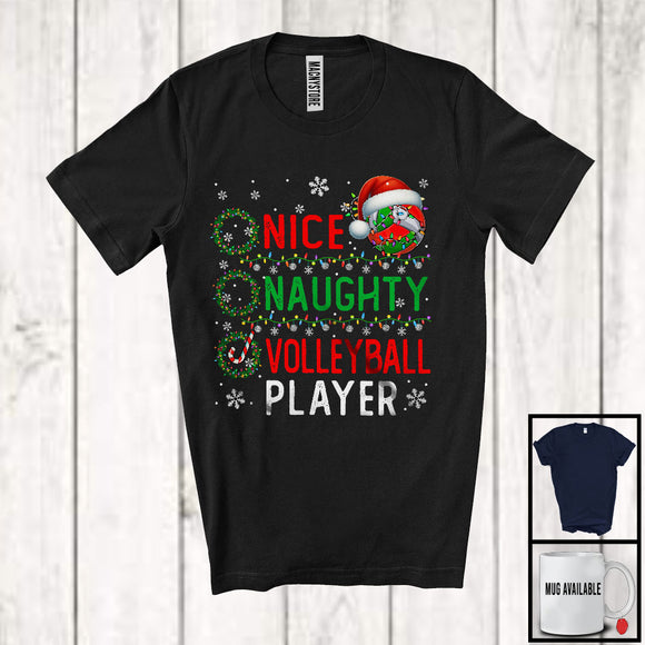 MacnyStore - Nice Naughty Volleyball Player; Amazing Christmas Santa List; X-mas Sport Player Team T-Shirt