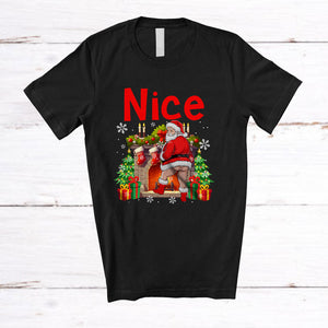 MacnyStore - Nice; Sarcastic Christmas Naughty Santa Adult; Dirty Snowing X-mas Family Group T-Shirt