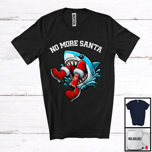 MacnyStore - No More Santa; Humorous Christmas Shark Eating Santa; X-mas Matching Family Group T-Shirt