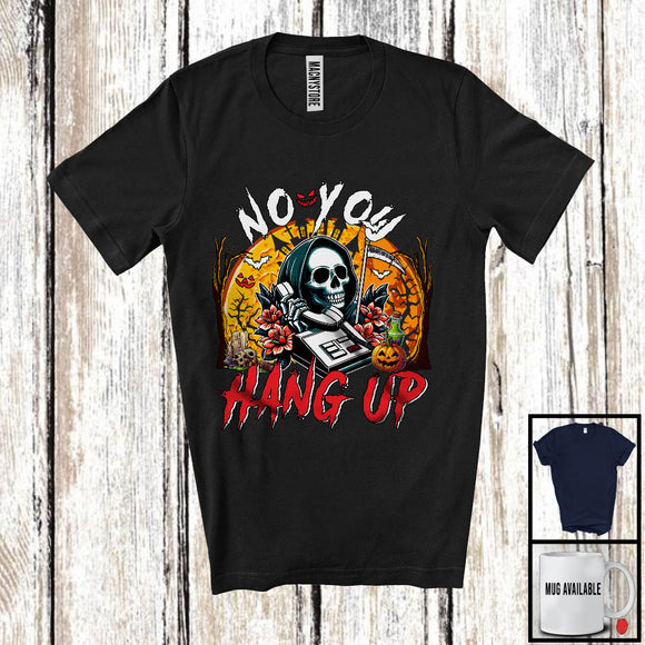 MacnyStore - No You Hang Up; Creepy Halloween Moon Costume Death Skeleton Flowers Lover; Family Group T-Shirt