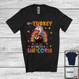 MacnyStore - Not A Turkey Definitely A Unicorn, Adorable Thanksgiving Unicorn Turkey, Fall Leaves Family T-Shirt