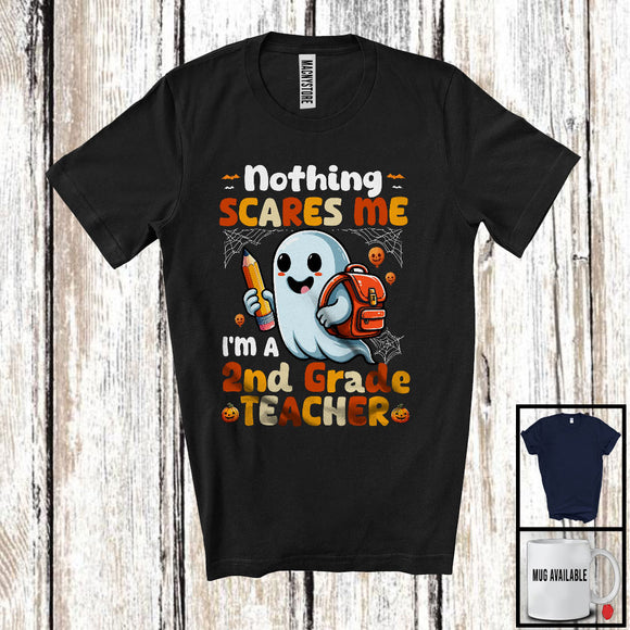 MacnyStore - Nothing Scares Me I'm A 2nd Grade Teacher; Adorable Halloween Costume Boo Ghost; Family Group T-Shirt