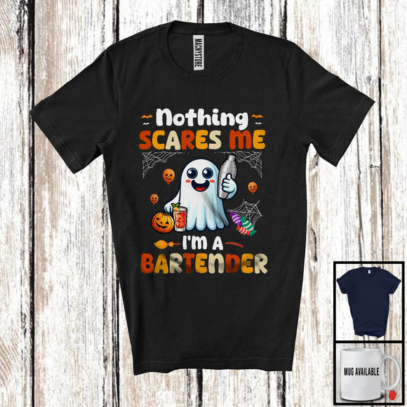 MacnyStore - Nothing Scares Me I'm A Bartender; Adorable Halloween Costume Boo Ghost; Family Group T-Shirt