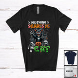 MacnyStore - Nothing Scares Me I'm A Cat, Scary Halloween Skeleton Cat Owner Lover, Zombie Skulls T-Shirt