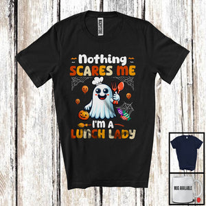 MacnyStore - Nothing Scares Me I'm A Lunch Lady; Adorable Halloween Costume Boo Ghost; Family Group T-Shirt